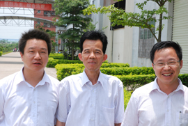 Chang, Wang and Fu walking back to work